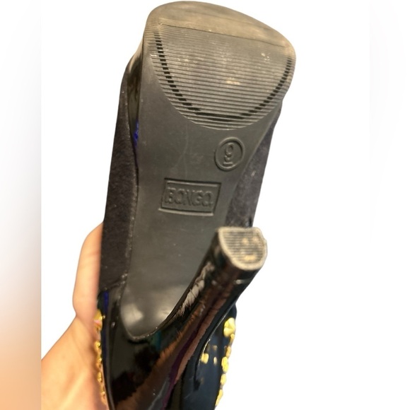 Bongo zip up gold studded Y2K black closed toes high heel size 9 - Picture 3 of 7